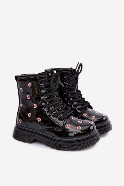 Botines para niños con efecto charol, forrados, con corazones Selmora