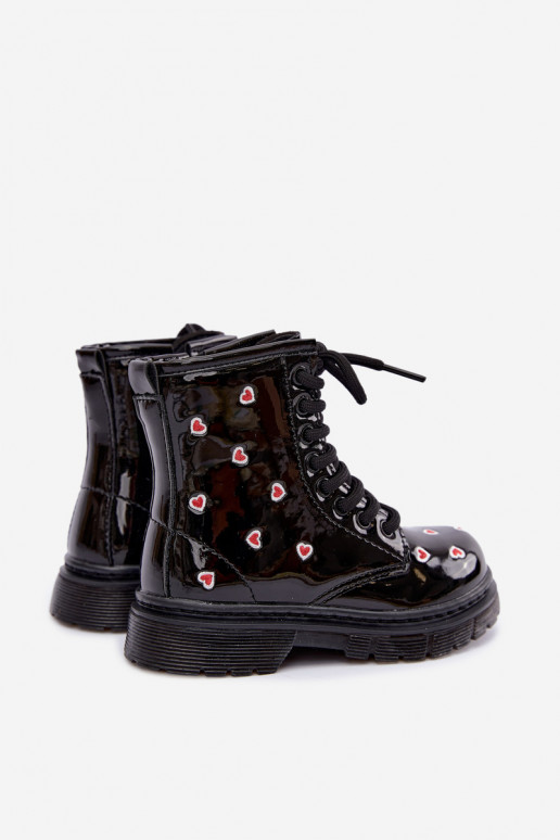 Botines para niños con efecto charol, forrados, con corazones Selmora