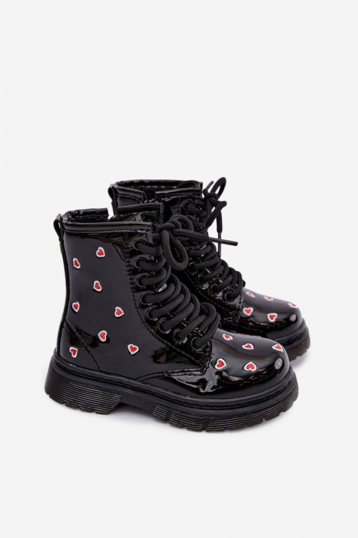 Botines para niños con efecto charol, forrados, con corazones Selmora