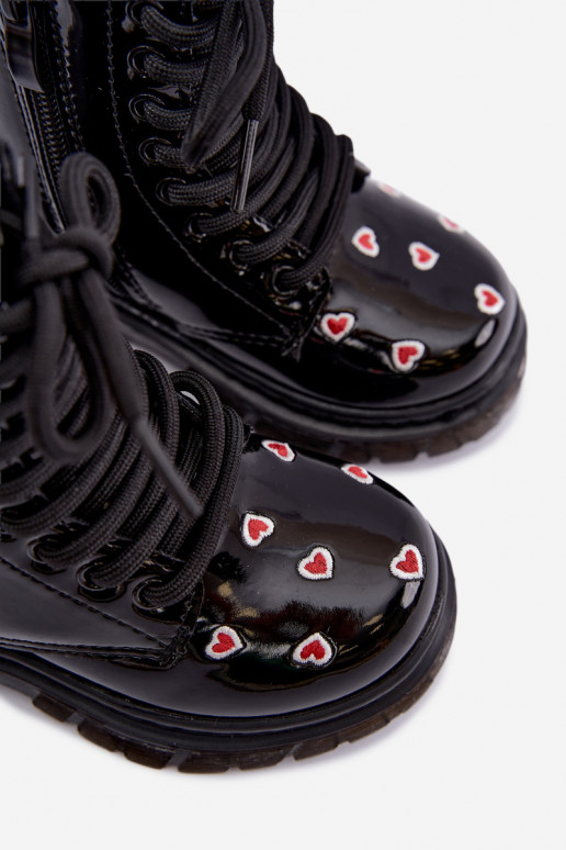 Botines para niños con efecto charol, forrados, con corazones Selmora