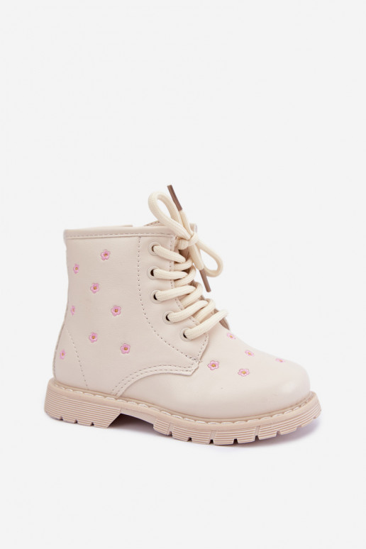 Botas cálidas para niños con flores, color arena Selmora