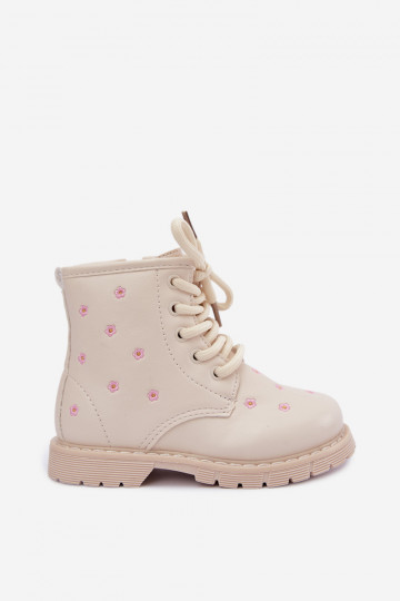Botas cálidas para niños con flores, color arena Selmora 2