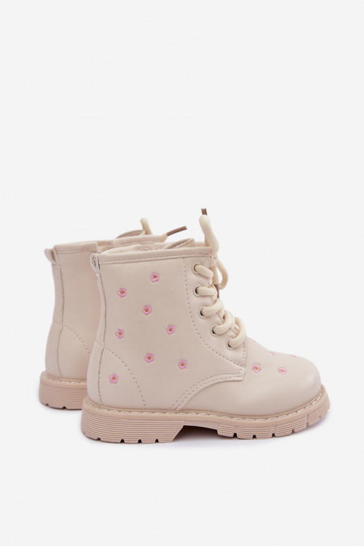 Botas cálidas para niños con flores, color arena Selmora