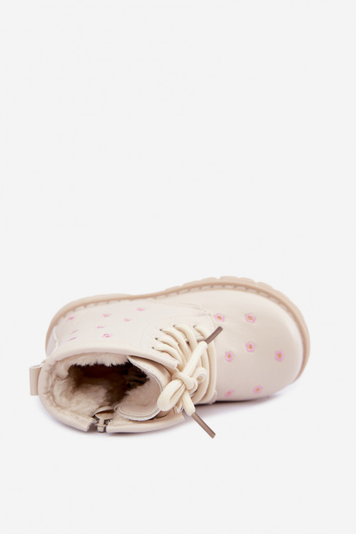 Botas cálidas para niños con flores, color arena Selmora