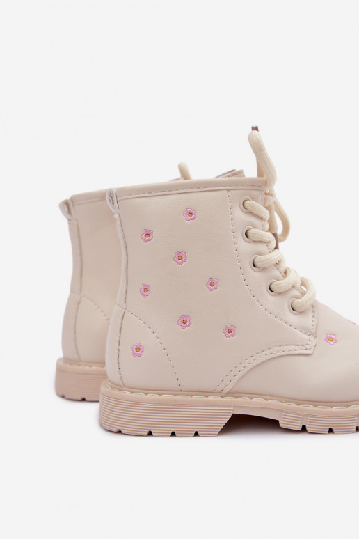 Botas cálidas para niños con flores, color arena Selmora