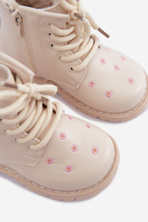 Botas cálidas para niños con flores, color arena Selmora