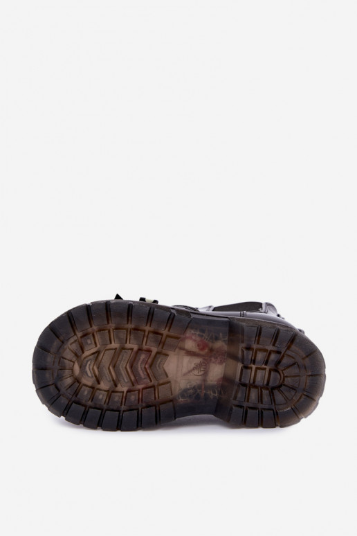 Botines para niños forrados con efecto charol, con cintas, negros Keralyn