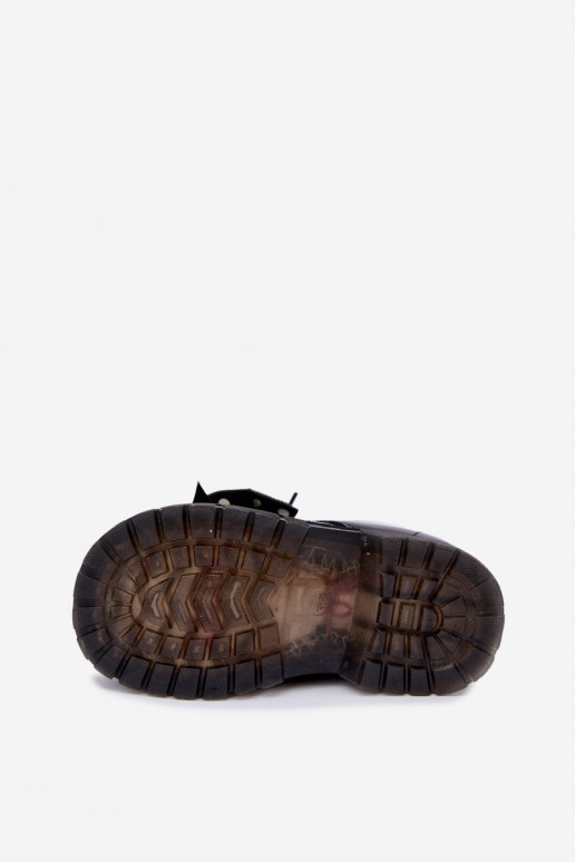 Botines para niños forrados con efecto charol, con cintas, negros Corselle