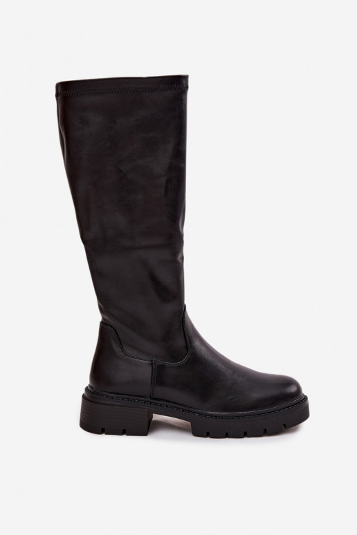 botas altas de mujer en cuero sintético negro Oceana
