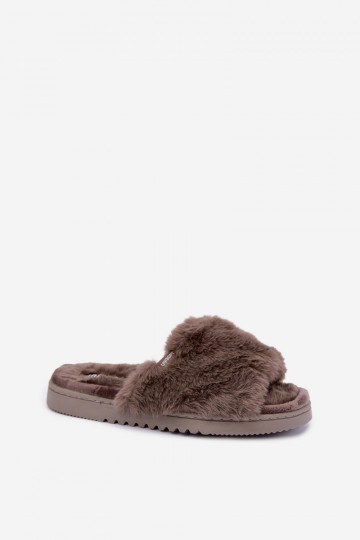 chanclas de mujer con pelo en color gris Loraline
