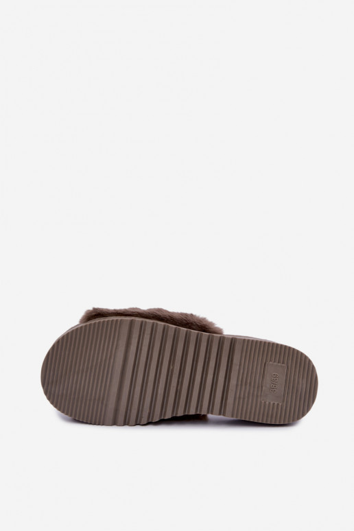 chanclas de mujer con pelo en color gris Loraline