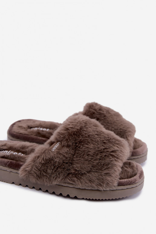 chanclas de mujer con pelo en color gris Loraline