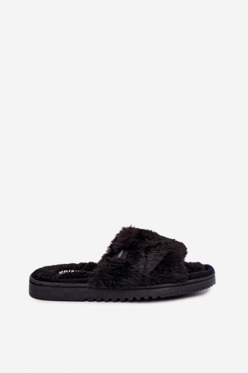 chanclas de mujer con pelo en color negro Loraline 2