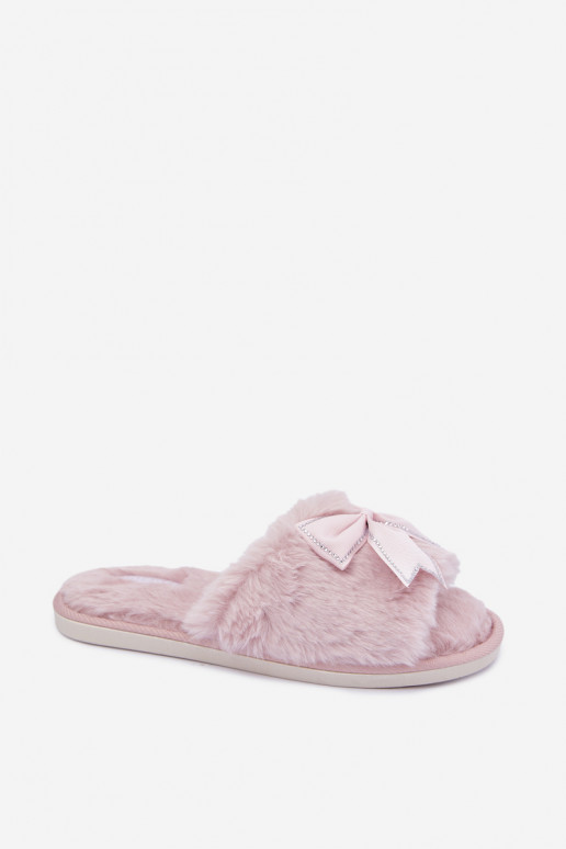 chanclas con pelo y lazos en color rosa Fiamelle