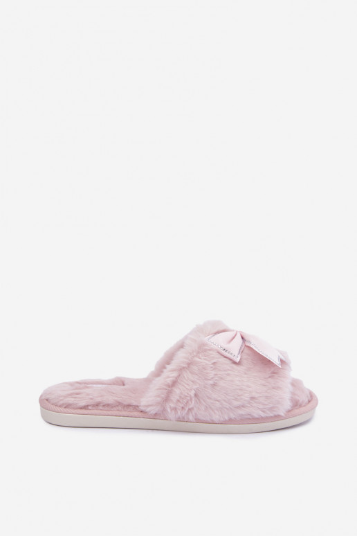 chanclas con pelo y lazos en color rosa Fiamelle