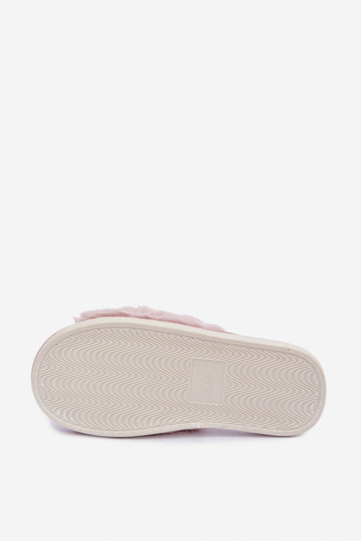 chanclas con pelo y lazos en color rosa Fiamelle