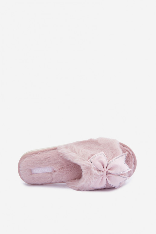 chanclas con pelo y lazos en color rosa Fiamelle