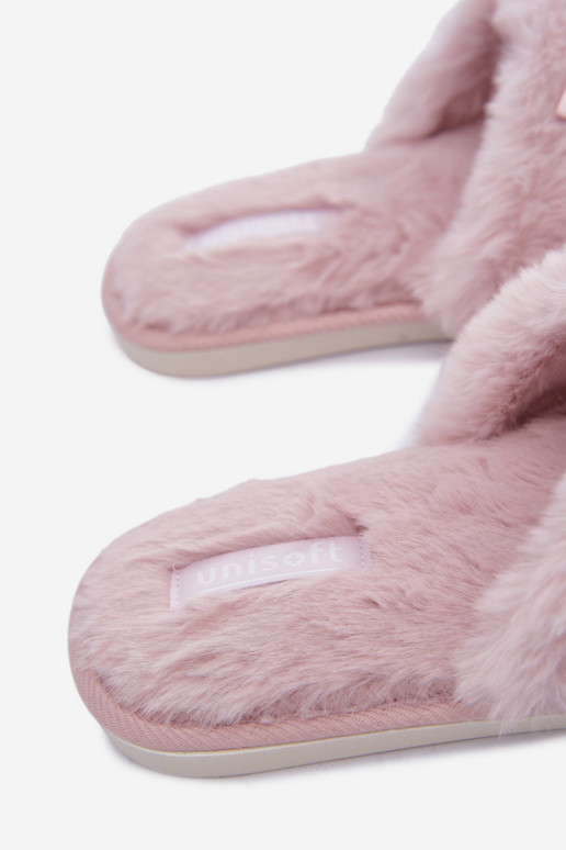 chanclas con pelo y lazos en color rosa Fiamelle