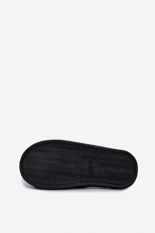 chanclas con pelo y lazos en color negro Fiamelle
