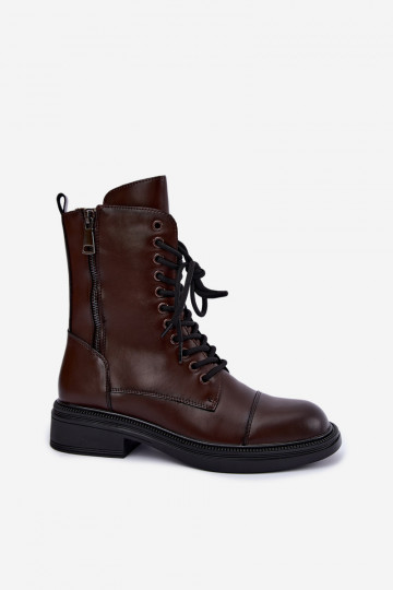 botines aislados de cuero sintético chocolate Vinceza 86443