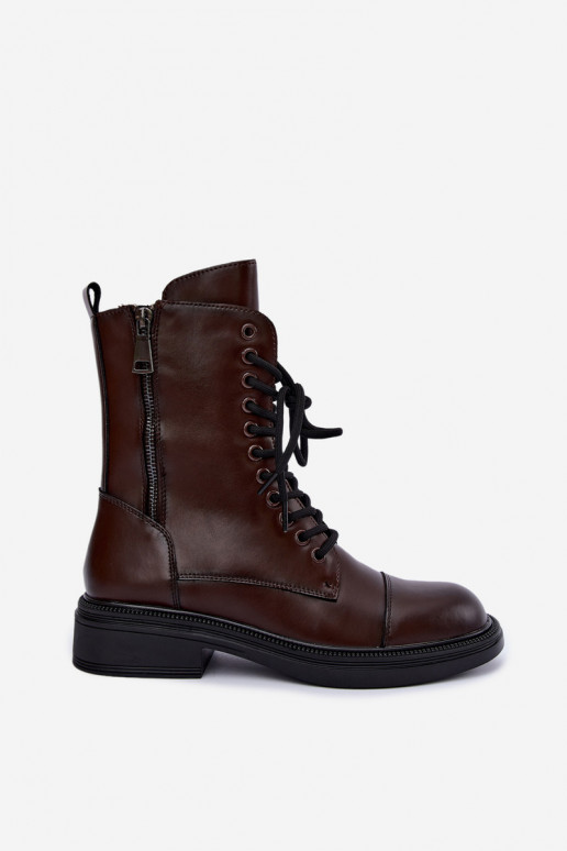 botines aislados de cuero sintético chocolate Vinceza 86443