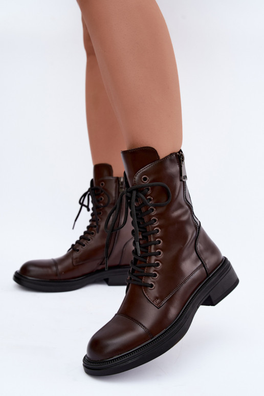 botines aislados de cuero sintético chocolate Vinceza 86443