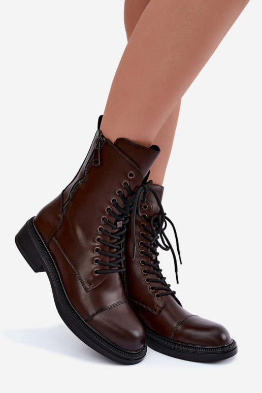 botines aislados de cuero sintético chocolate Vinceza 86443