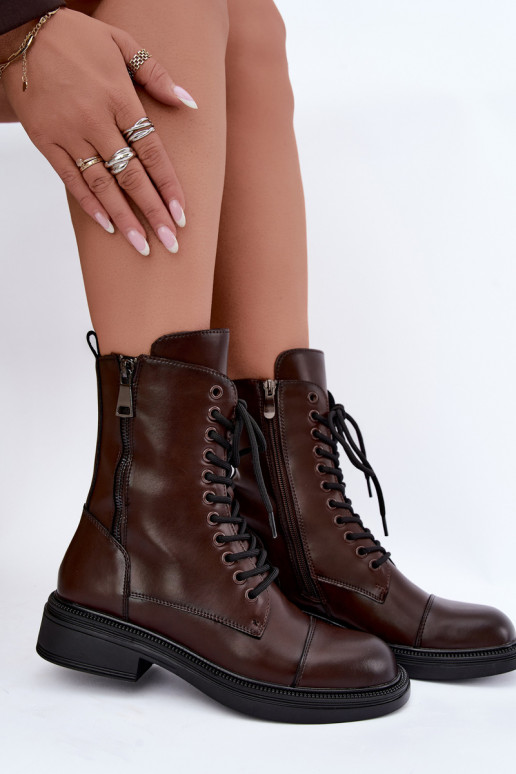 botines aislados de cuero sintético chocolate Vinceza 86443