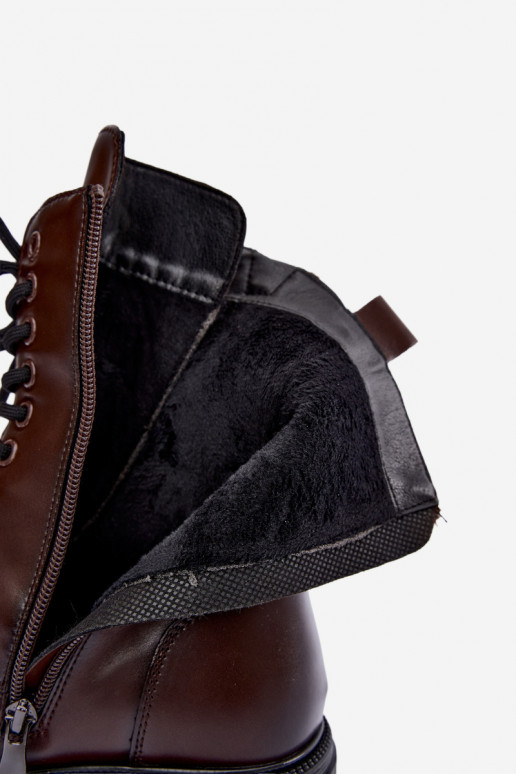 botines aislados de cuero sintético chocolate Vinceza 86443