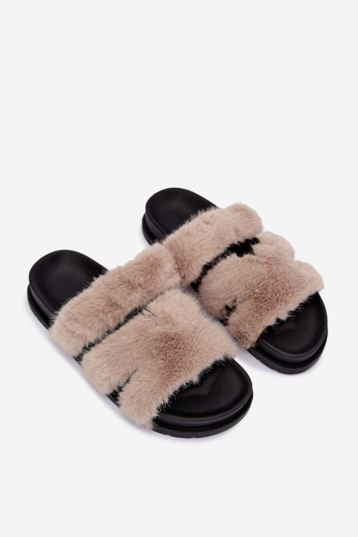 chanclas con pelo en color arena Talisette