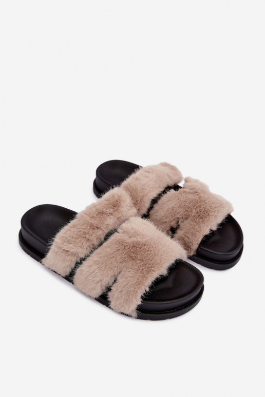 chanclas con pelo en color arena Talisette