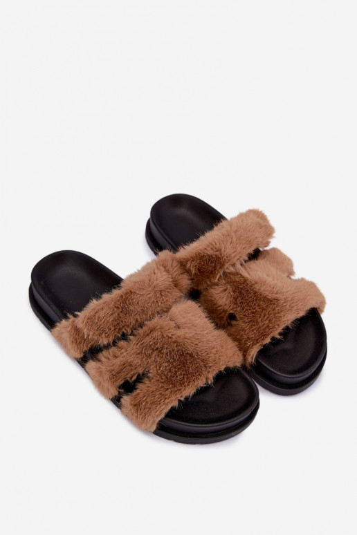 chanclas con pelo en color marrón Talisette