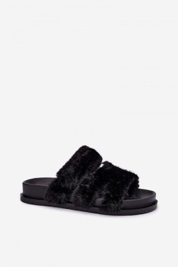 chanclas con pelo en color negro Talisette
