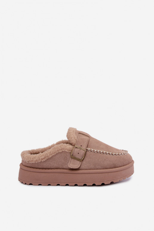 botas de nieve para mujer con hebillas en color arena Saldora