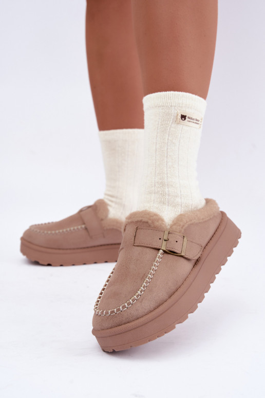 botas de nieve para mujer con hebillas en color arena Saldora