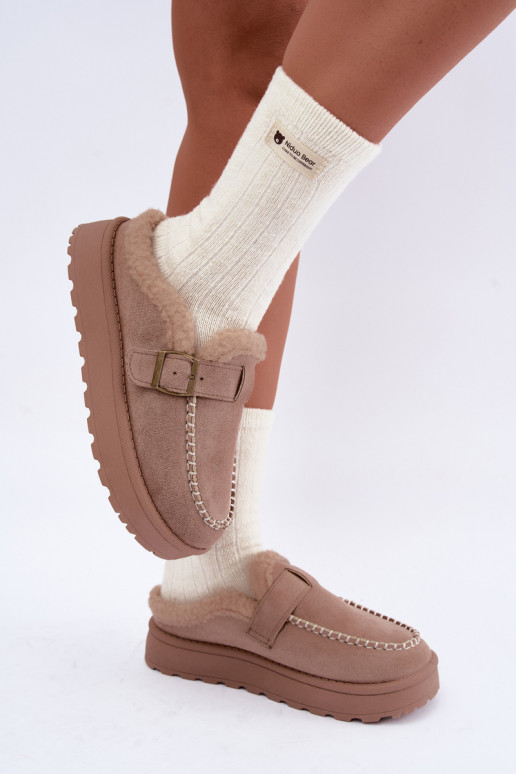 botas de nieve para mujer con hebillas en color arena Saldora
