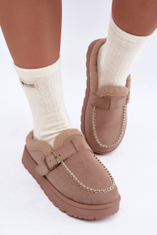 botas de nieve para mujer con hebillas en color arena Saldora