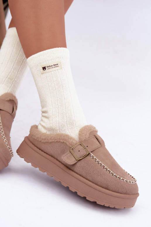 botas de nieve para mujer con hebillas en color arena Saldora