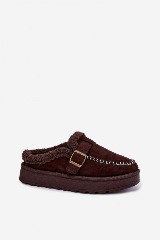 botas de nieve para mujer con hebillas en color chocolate Saldora