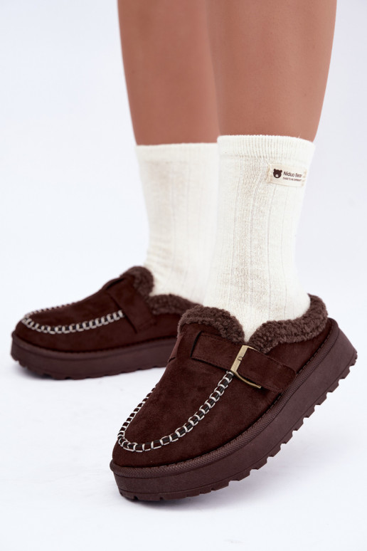 botas de nieve para mujer con hebillas en color chocolate Saldora