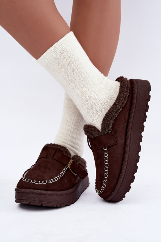 botas de nieve para mujer con hebillas en color chocolate Saldora