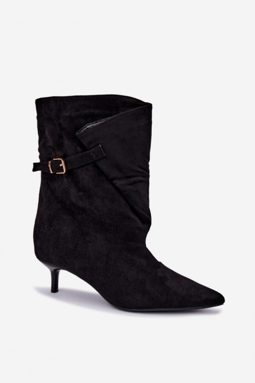 Botines de tacón bajo con hebillas en color negro Canelisse