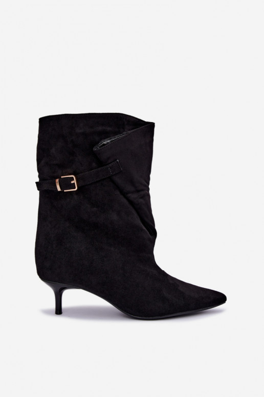 Botines de tacón bajo con hebillas en color negro Canelisse
