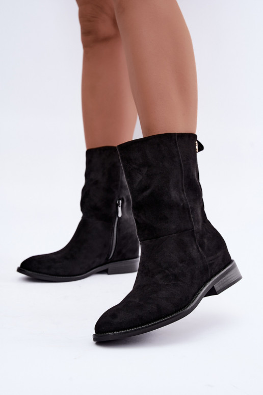 Botines cálidos con tacones anchos en color negro Peronne