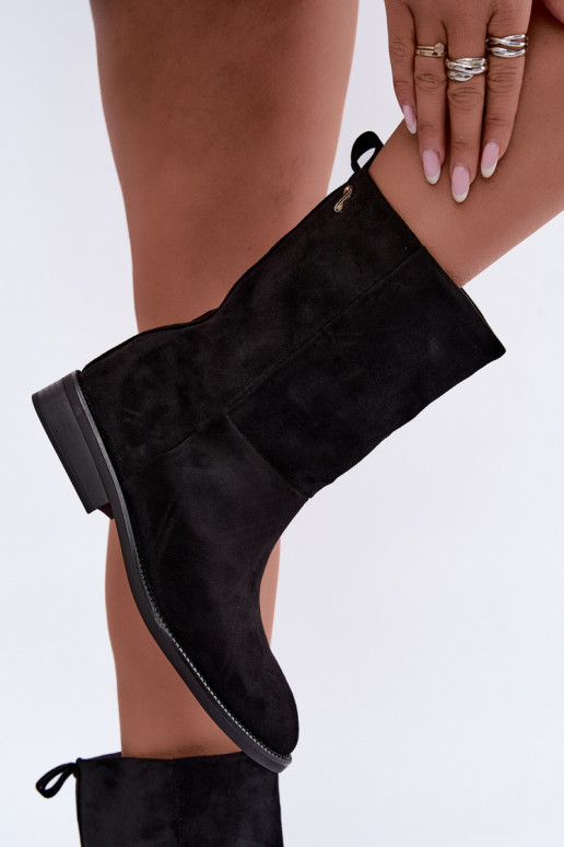 Botines cálidos con tacones anchos en color negro Peronne