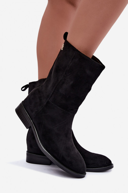 Botines cálidos con tacones anchos en color negro Peronne