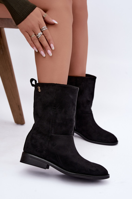 Botines cálidos con tacones anchos en color negro Peronne