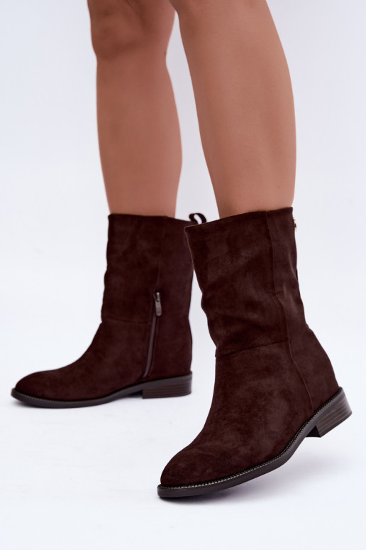 Botines cálidos con tacones anchos en color chocolate Peronne