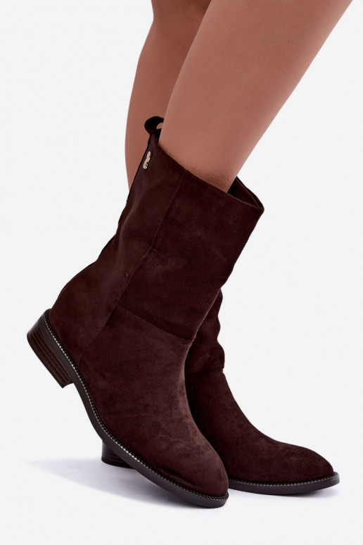 Botines cálidos con tacones anchos en color chocolate Peronne