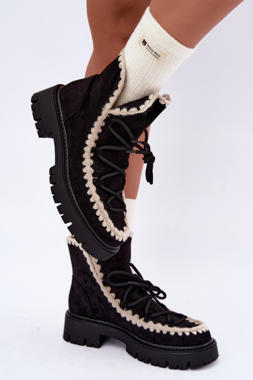 Botas de nieve con detalles elegantes en color negro Cariselle